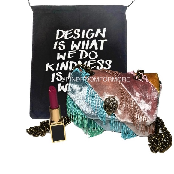 Kurt Geiger Handbags - Kurt Geiger Kensington Nano Fringes Velvet Crossbody